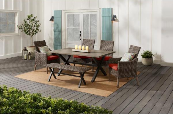 Hampton Bay Cambridge Brown Wicker Outdoor Patio Dining Chair with CushionGuard Stone Gray Cushions (2-Pack)