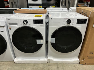 New Laundry Set - Gas: LG - 4.5 Cu. Ft. High-Efficiency Stackable Smart Front Load Washer with Steam and Built-In Intelligence - White + DLGX4081W LG 7.4 Cu. Ft. Vented SMART Stackable Gas Dryer in White with TurboSteam and Sensor Dry Technology