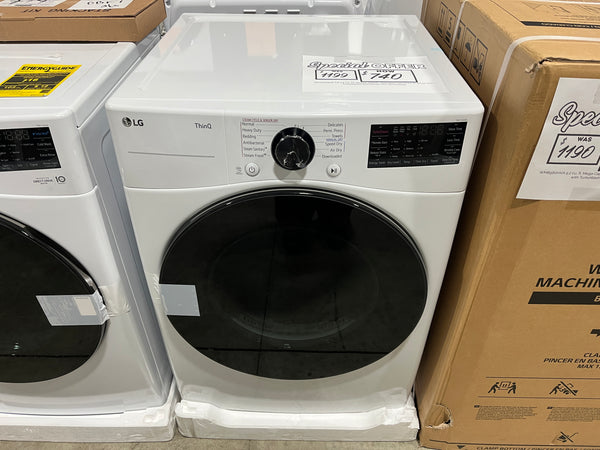 New Laundry Set - Gas: LG - 4.5 Cu. Ft. High-Efficiency Stackable Smart Front Load Washer with Steam and Built-In Intelligence - White + DLGX4081W LG 7.4 Cu. Ft. Vented SMART Stackable Gas Dryer in White with TurboSteam and Sensor Dry Technology