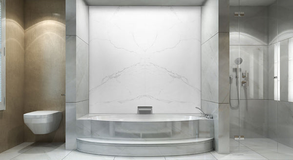 Shower System Wall & Floor Glacier Pearl 4-piece Tile Porcelain Panel Pack 31.5X63 9 MM POLISH T-G