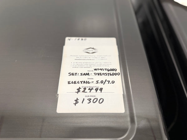 New: Scratch & Dent - Samsung WF45T6000AV 4.5 cu. ft. High-Efficiency Front Load Washer with Self-Clean+ in Brushed Black + Electric DVE45T6000V 7.5 cu. ft. Electric Dryer with Sensor Dry in Brushed Black