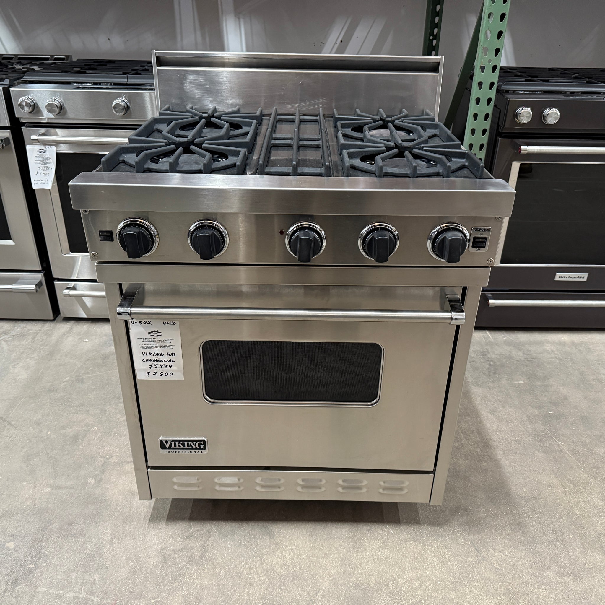 Viking - Professional 5 Series 4.0 Cu. Ft. Freestanding Gas Convection Range - Stainless Steel - H Certified Refurbished