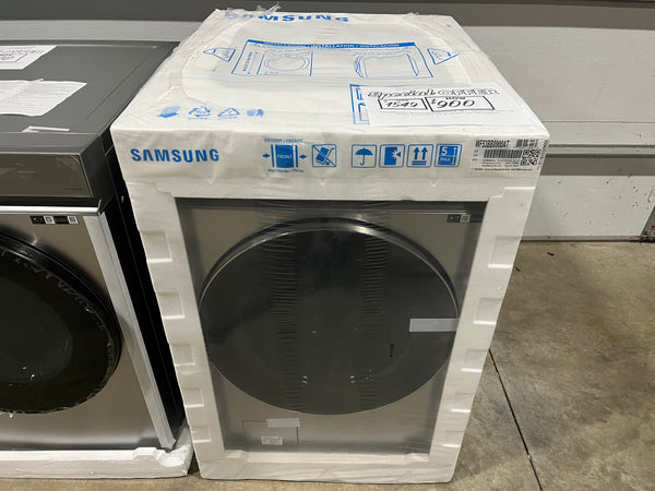 New Laundry Set - Electric: WF53BB8900AT Samsung Bespoke 5.3 cu. ft. Ultra-Capacity Smart Front Load Washer in Silver Steel with Al OptiWash and Auto Dispense