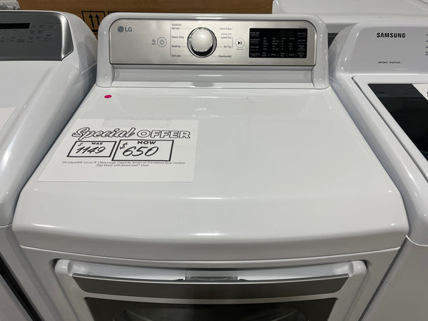 NEW - Gas: LG DLG7401WE 73 cu. ft. Ultra Large Capacity Smart wi-fi Enabled Rear Control Gas Dryer with EasyLoad Door