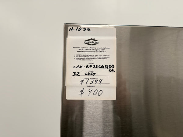 New: Scratch & Dent -Samsung RF32CG5100SR 32 cu. ft. Mega Capacity 3-Door French Door Refrigerator with Dual Auto Ice Maker in Stainless Steel / N-1033