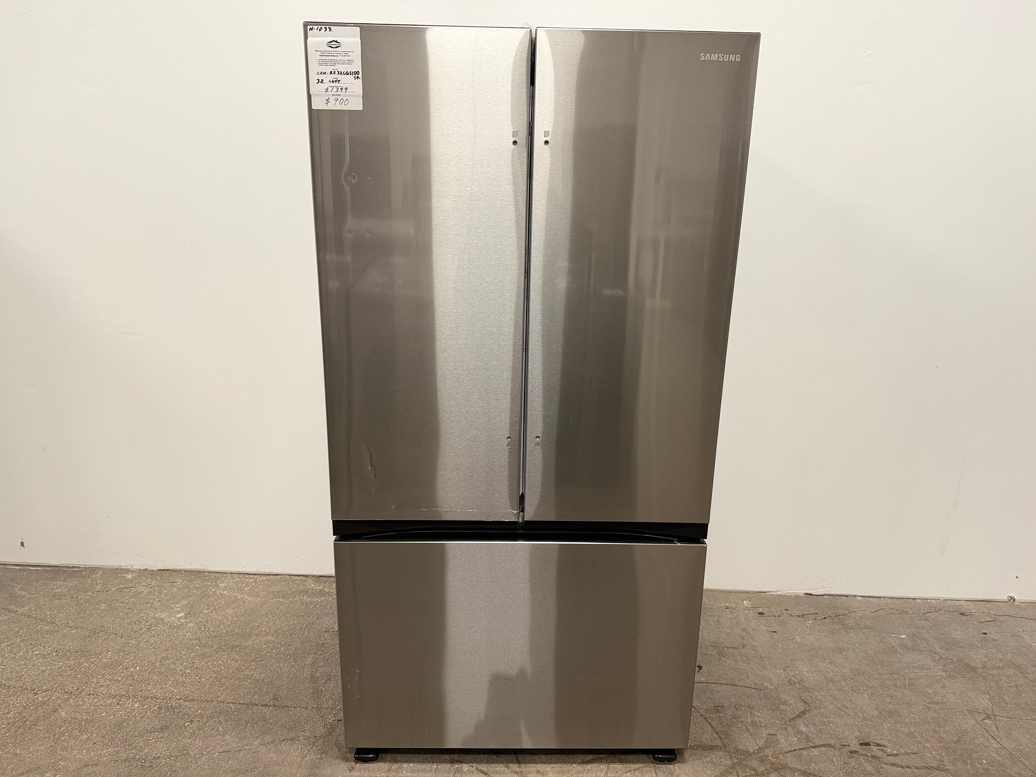 New: Scratch & Dent -Samsung RF32CG5100SR 32 cu. ft. Mega Capacity 3-Door French Door Refrigerator with Dual Auto Ice Maker in Stainless Steel / N-1033