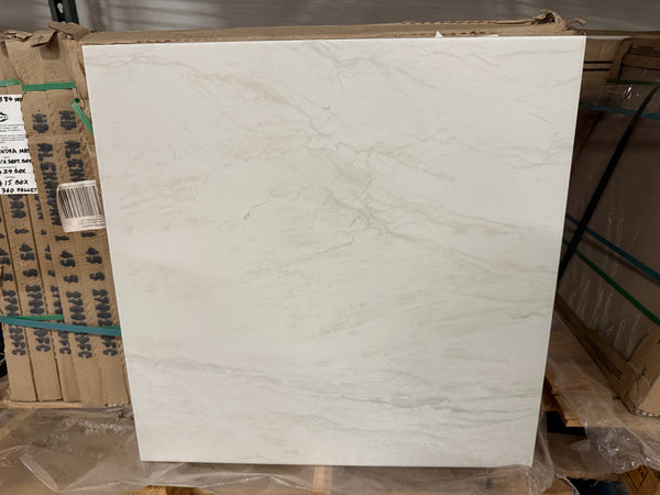 LCT-6: (24 Boxes/ 384 Sqft.) MSI Alexandra White 24 in. x 24 in. Matte Porcelain Marble Look Floor and Wall Tile (16 sq. ft./Case)