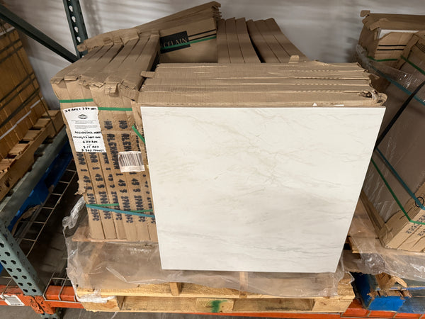 LCT-6: (24 Boxes/ 384 Sqft.) MSI Alexandra White 24 in. x 24 in. Matte Porcelain Marble Look Floor and Wall Tile (16 sq. ft./Case)