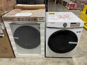 New Laundry Set - Electric: LG WF45B6300AW Samsung 4.5 cu. ft. Smart High-Efficiency Front Load Washer with Super Speed in White & 7.5 cu. ft. Smart Electric Dryer with Steam Sanitize+ in White DVE45B6300W / DVE45B6300W/A3