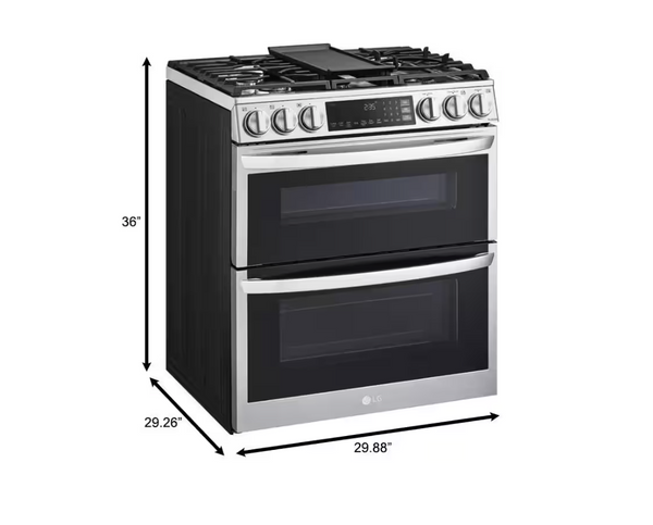 LG LTGL6937F 6.9 cu. ft. Smart Gas Double Oven Slide-in Range with InstaView®, ProBake® Convection, Air Fry, and Air Sous Vide