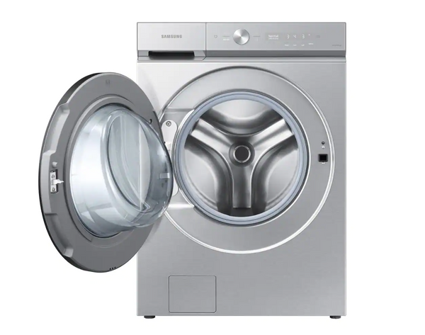 Bespoke 5.3 cu. ft. Ultra Capacity Front Load Washer w/ Super Speed Wash and AI Smart Dial in Silver Steel WF53BB8700AT / WF53BB8700ATUS & Bespoke 7.6 cu. ft. Ultra Capacity Gas Dryer w/ Super Speed Dry and AI Smart Dial DVG53BB8700T / DVG53BB8700TA3