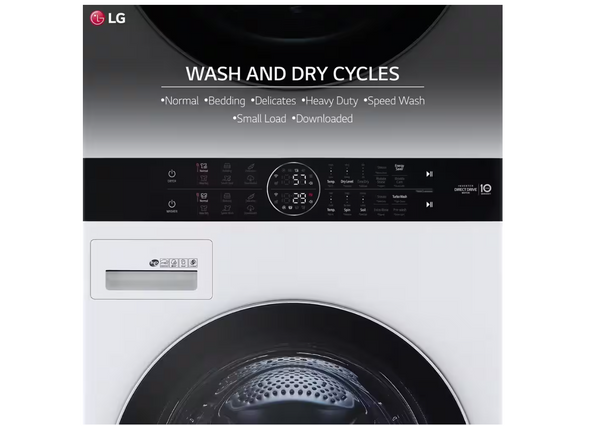 LG WKEX200HWA Single Unit Front Load LG WashTower™ with Center Control™ 4.5 cu. ft. Washer and 7.4 cu. ft. Electric Dryer - White