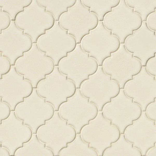 Antique White Arabesque 11 in. x 15 in. Glossy Ceramic Mesh-Mounted Mosaic Floor and Wall Tile (11.7 sq. ft. /case) by MSI T-G