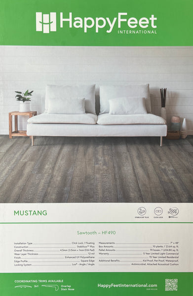 $1.99 Sqft. - Main Line Luxury Vinyl Plank Flooring Click & Lock 4.5mm 12mil M-S490