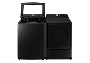 NEW: Samsung - 5.5 cu. ft. Extra-Large Capacity Smart Top Load Washer with Auto Dispense System and 7.4 cu. ft. Smart Electric Dryer with Steam Sanitize+ - Brushed black