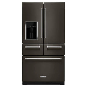 USED: KitchenAid 25.8 Cu. Ft. 5-Door French Door Refrigerator in Black Stainless Steel MOD: KRMF706EBS