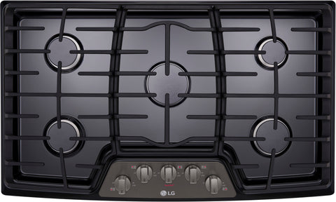 NEW: LG Electronics 36 in. Recessed Gas Cooktop in Black Stainless Steel with 5 Burners including 17K SuperBoil Burner with Cast Iron Grate