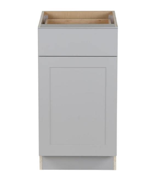 Cambridge Shaker Assembled 18 in. x 35 in. x 25 in. Base Cabinet with Soft Close Full Extension Drawer in Gray by Hampton Bay