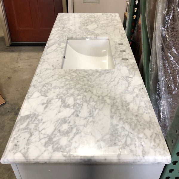 Avery 60 in. W x 22 in. D Bathroom Vanity in Dark Gray with Marble Vanity Top in White Carrara with White Basin by Wyndham Collection