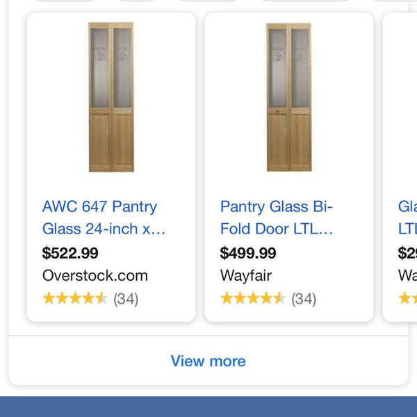 Pinecroft 35.5 in. x 78.625 in. Pantry Glass Over Raised Panel 1/2-Lite Decorative Pine Wood Interior Bi-fold Door