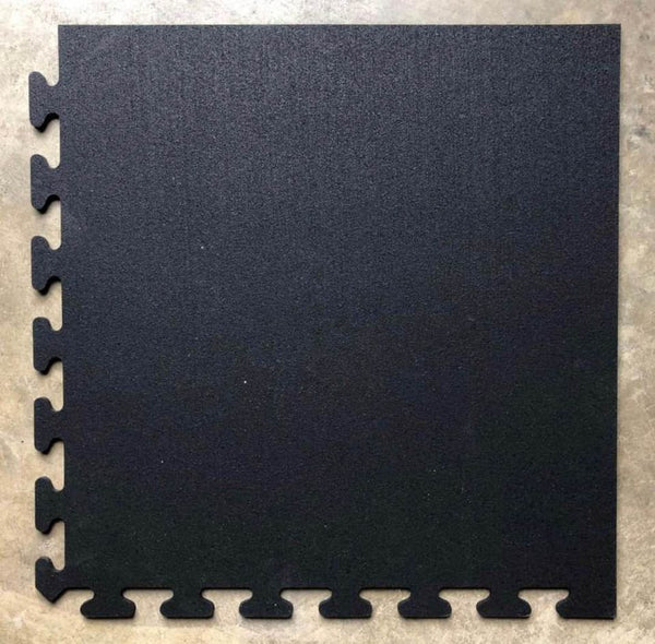 Solid Black 24 in. x 24 in. Finished Corder Rubber Floor Tile (16 sq. ft. / case)