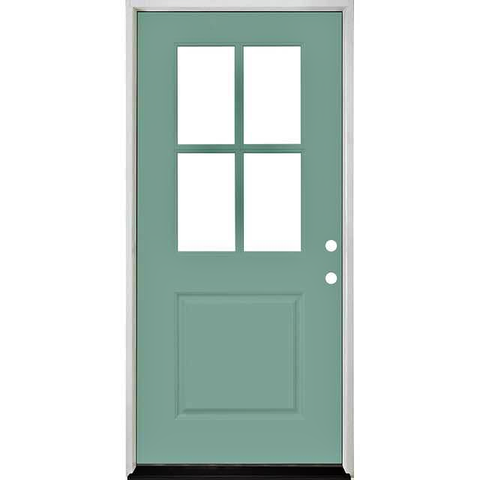 Fiberglass Steves & Sons Teal Quarry Paint Exterior Door 32x80 1/2 lite Left-Hand In- Swing