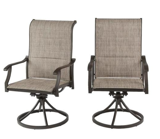 Riverbrook Espresso Brown Padded Sling Swivel Steel Outdoor Patio Lounge Chairs (2-Pack) by Hampton Bay