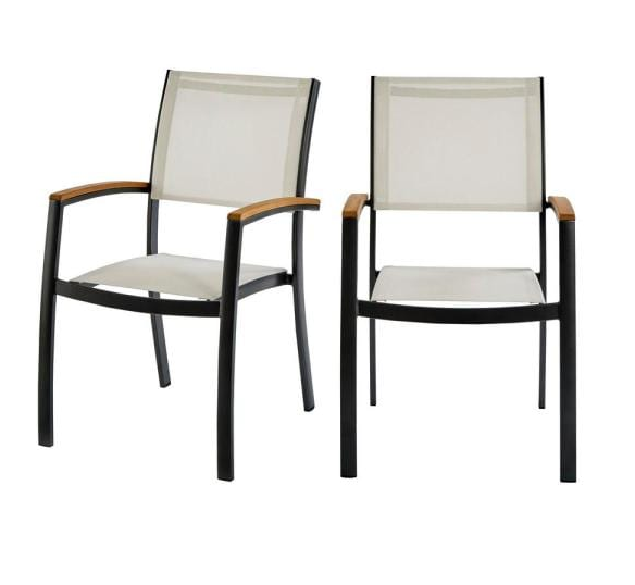 Baymont Aluminum Stackable Sling Outdoor Patio Dining Chair in Dark Gray (2-Pack) by Hampton Bay