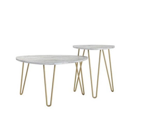 Athena White Marble Nesting Tables by Novogratz