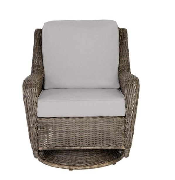 Cambridge Gray Wicker Outdoor Patio Swivel Rocking Chair with CushionGuard Stone Gray Cushions by Hampton Bay