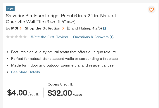 Salvador Platinum Ledger Panel 6 in. x 24 in. Natural Quartzite Wall Tile (8 sq. ft./Case) by MSI