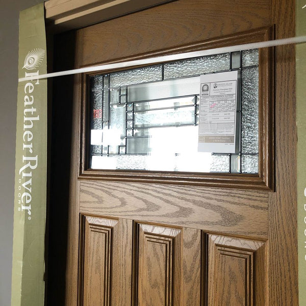 Feather River Doors 37.5 in. x 81.625 in. Preston Patina Craftsman Lite Stained Medium Oak Left-Hand Inswing Fiberglass Prehung Front Door