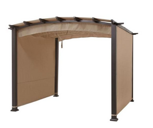 Millbay 10 ft. x 10 ft. Steel Outdoor Patio Arched Pergola with Retractable Canopy and 2 Side Panelsby Hampton Bay