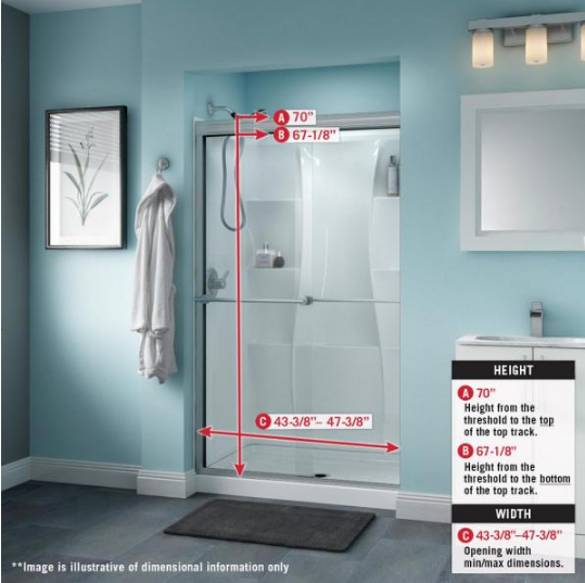 48 in. to 60 in. Semi-Frameless Traditional Sliding Shower Door Track Assembly Kit in Chrome by Delta