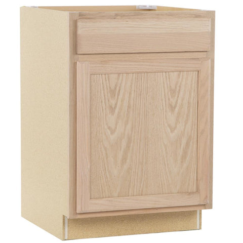 Project Source 24-in W x 35-in H x 23.75-in D Natural Unfinished Oak Door and Drawer Base Fully Assembled Stock Cabinet Set of 2