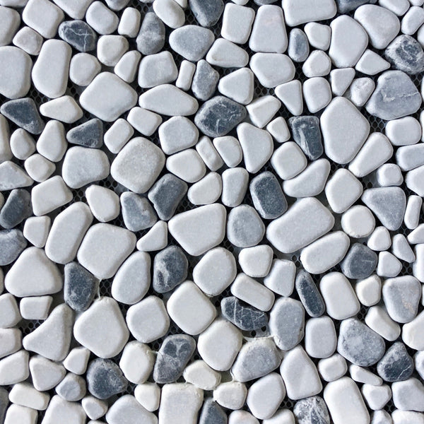 Jeffrey Court Carrara River Rocks 11.625 in. x 11.625 in. x 10.5 mm Marble Mosaic Floor and Wall Tile