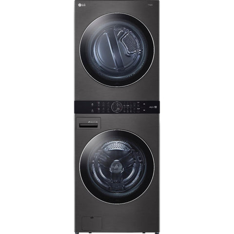 NEW: LG - 4.5 Cu. Ft. HE Smart Front Load Washer and 7.4 Cu. Ft. Electric Dryer WashTower with Steam and Built-In Intelligence - Black steel Model:WKEX200HBA