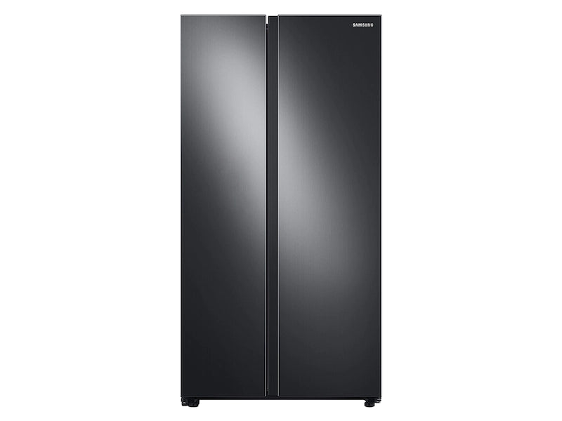 NEW: Samsung  36 in. 28 cu. ft. Smart Side by Side Refrigerator in Fingerprint-Resistant Black Stainless Steel, Standard Depth