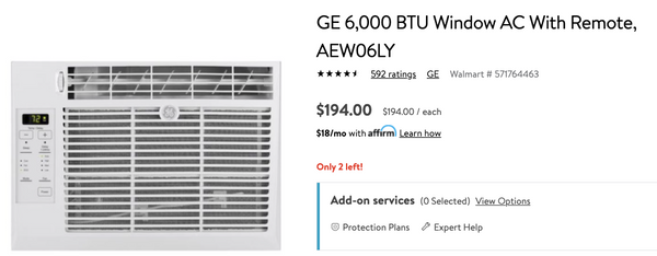 GE 6,000 BTU Window AC With Remote