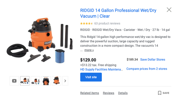 RIDGID® 14 Gallon Professional Wet/Dry Vacuum