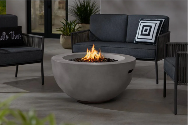 Hover Image to Zoom Grove Park 36 in. x 18 in. Round Concrete Propane Gas Fire Pit Hampton Bay