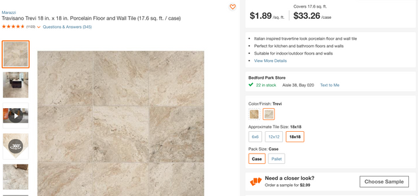 Marazzi Travisano Trevi 18 in. x 18 in. Porcelain Floor and Wall Tile (20 cases/ 352 total sq. ft.)