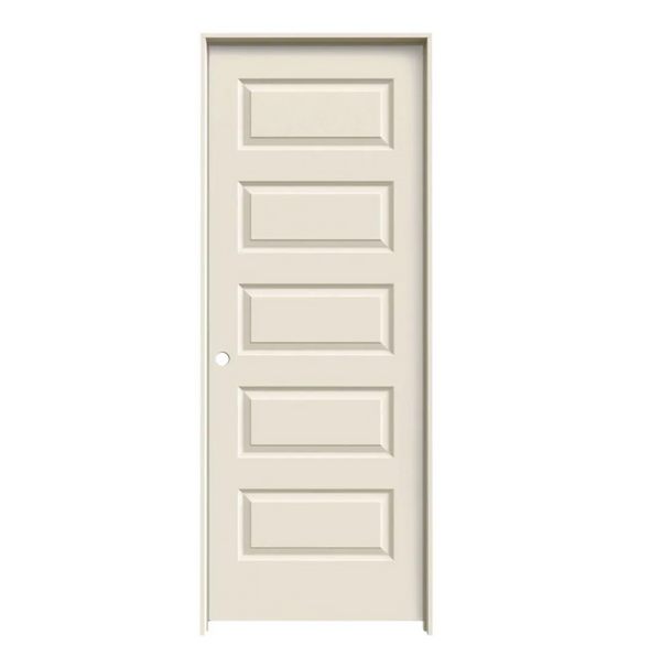 JELD-WEN 30 in. x 80 in. Rockport Primed Right-Hand Smooth Molded Composite MDF Single Prehung Interior Door