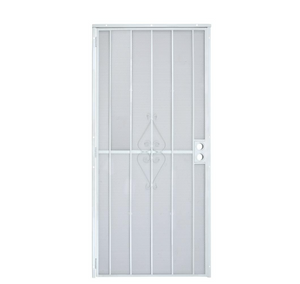 Grisham 36 in. x 80 in. 808 Series Protector White Surface Mount Steel Security Door with Expanded Steel Screen