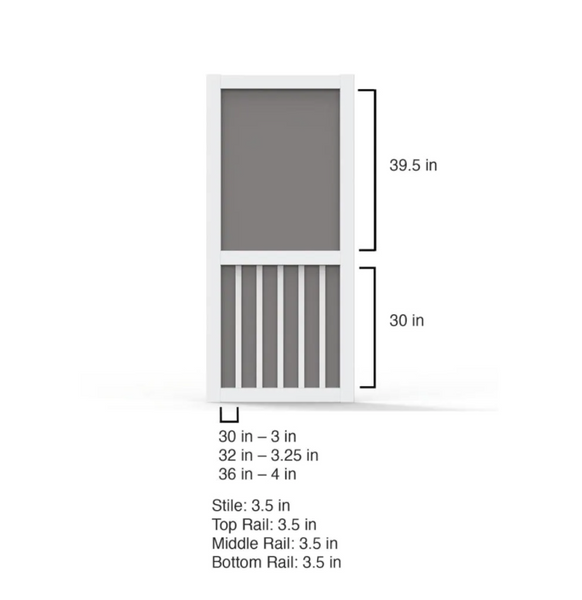 Screen Tight 36 in. x 80 in. White Solid Vinyl 5-Bar Screen Door + White Heavy Duty Screen Door Hardware Kit