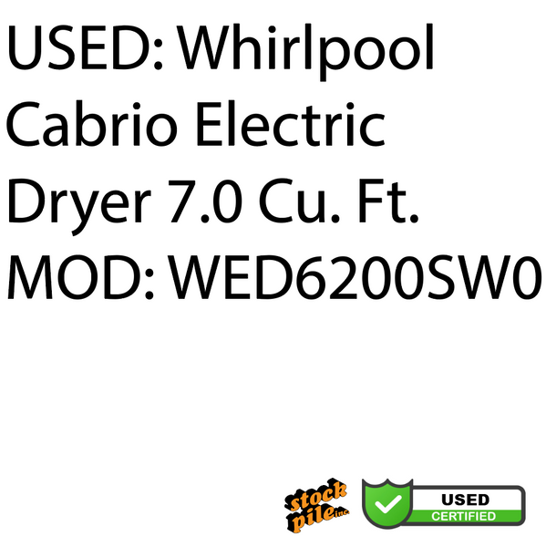 USED: Whirlpool Cabrio Electric Dryer 7.0 Cu. Ft. MOD: WED6200SW0