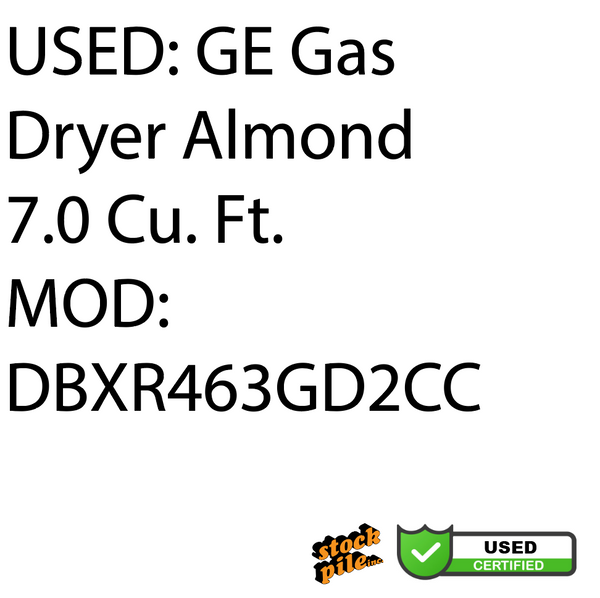 USED: GE Gas Dryer Almond 7.0 Cu. Ft. MOD: DBXR463GD2CC