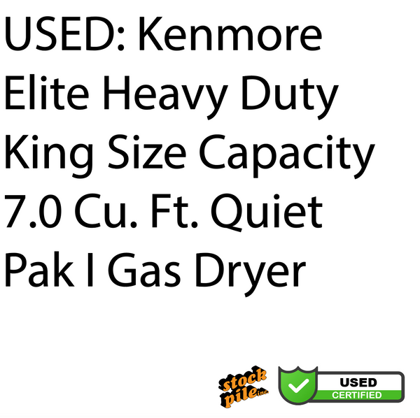 USED: Kenmore Elite Heavy Duty King Size Capacity 7.0 Cu. Ft. Quiet Pak I Gas Dryer