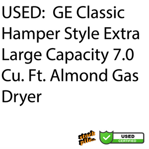 USED: GE Classic Hamper Style Extra Large Capacity 7.0 Cu. Ft. Almond Gas Dryer