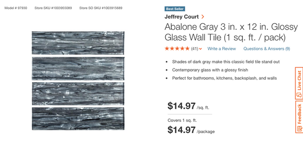 Jeffrey Court Abalone Gray 3 in. x 12 in. Glossy Glass Wall Tile (1 sq. ft. / pack)